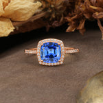 Luxurious and Unique 4-Prong Princess Cut  Sapphire Engagement Ring - Additional view
