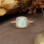 Luxurious and Unique 4-Prong Princess Cut  Fire Opal Engagement Ring - Additional view