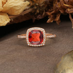 Luxurious and Unique 4-Prong Princess Cut  Garnet Engagement Ring - Additional view