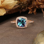 Luxurious and Unique 4-Prong Princess Cut  Alexandrite Engagement Ring - Additional view