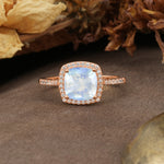 Luxurious and Unique 4-Prong Princess Cut  Moonstone Engagement Ring - Additional view