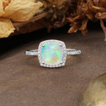 Luxurious and Unique 4-Prong Princess Cut  Fire Opal Engagement Ring - Additional view