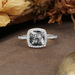 Luxurious and Unique 4-Prong Princess Cut  Black Rutilated Quartz Engagement Ring - Additional view