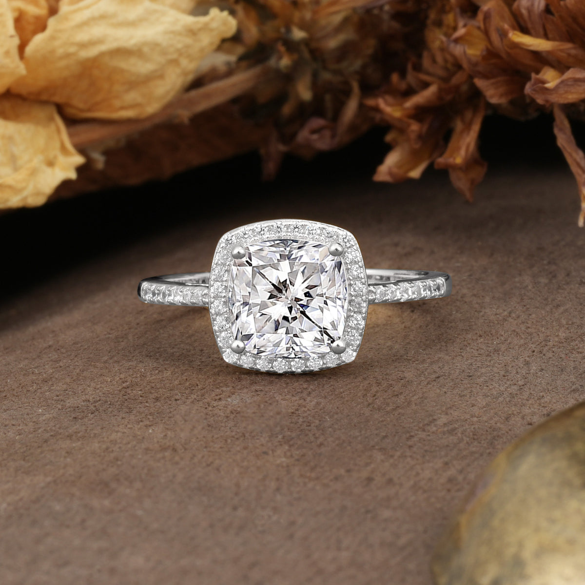 Luxurious and Unique 4-Prong Princess Cut  Lab Diamond Engagement Ring - Additional view