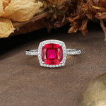 Luxurious and Unique 4-Prong Princess Cut  Ruby Engagement Ring - Additional view