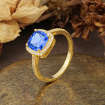 Luxurious and Unique 4-Prong Princess Cut  Sapphire Engagement Ring - Additional view