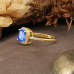 Luxurious and Unique 4-Prong Princess Cut  Sapphire Engagement Ring - Additional view