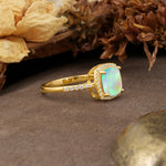 Luxurious and Unique 4-Prong Princess Cut  Fire Opal Engagement Ring - Additional view