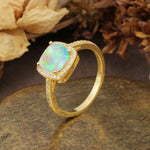 Luxurious and Unique 4-Prong Princess Cut  Fire Opal Engagement Ring - Additional view