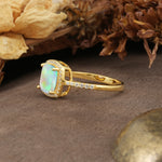 Luxurious and Unique 4-Prong Princess Cut  Fire Opal Engagement Ring - Additional view