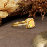 Luxurious and Unique 4-Prong Princess Cut  Citrine Engagement Ring - Additional view