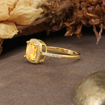 Luxurious and Unique 4-Prong Princess Cut  Citrine Engagement Ring - Additional view
