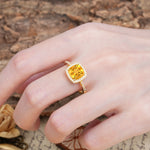 Luxurious and Unique 4-Prong Princess Cut  Citrine Engagement Ring - Additional view