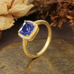 Luxurious and Unique 4-Prong Princess Cut  Tanzanite Engagement Ring - Additional view