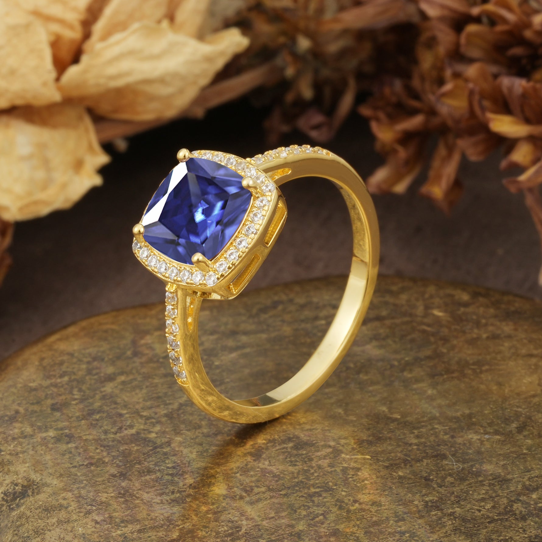 Luxurious and Unique 4-Prong Princess Cut  Tanzanite Engagement Ring - Additional view
