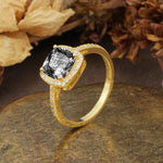 Luxurious and Unique 4-Prong Princess Cut  Black Rutilated Quartz Engagement Ring - Additional view
