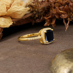 Luxurious and Unique 4-Prong Princess Cut  Black Onyx Engagement Ring - Additional view