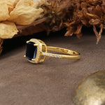 Luxurious and Unique 4-Prong Princess Cut  Black Onyx Engagement Ring - Additional view