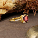Luxurious and Unique 4-Prong Princess Cut  Garnet Engagement Ring - Additional view