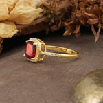 Luxurious and Unique 4-Prong Princess Cut  Garnet Engagement Ring - Additional view