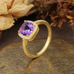 Luxurious and Unique 4-Prong Princess Cut  Amethyst Engagement Ring - Additional view