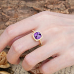 Luxurious and Unique 4-Prong Princess Cut  Amethyst Engagement Ring - Additional view