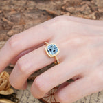 Luxurious and Unique 4-Prong Princess Cut  Aquamarine Engagement Ring - Additional view
