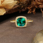 Luxurious and Unique 4-Prong Princess Cut  Emerald Engagement Ring - Additional view
