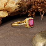Luxurious and Unique 4-Prong Princess Cut  Ruby Engagement Ring - Additional view