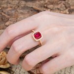Luxurious and Unique 4-Prong Princess Cut  Ruby Engagement Ring - Additional view