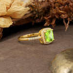 Luxurious and Unique 4-Prong Princess Cut  Peridot Engagement Ring - Additional view