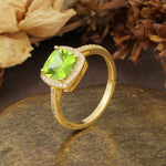 Luxurious and Unique 4-Prong Princess Cut  Peridot Engagement Ring - Additional view