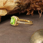 Luxurious and Unique 4-Prong Princess Cut  Peridot Engagement Ring - Additional view