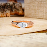 Classic Unique 3-Prong Pear Cut Moissanite Two stones Engagement Ring - Additional view