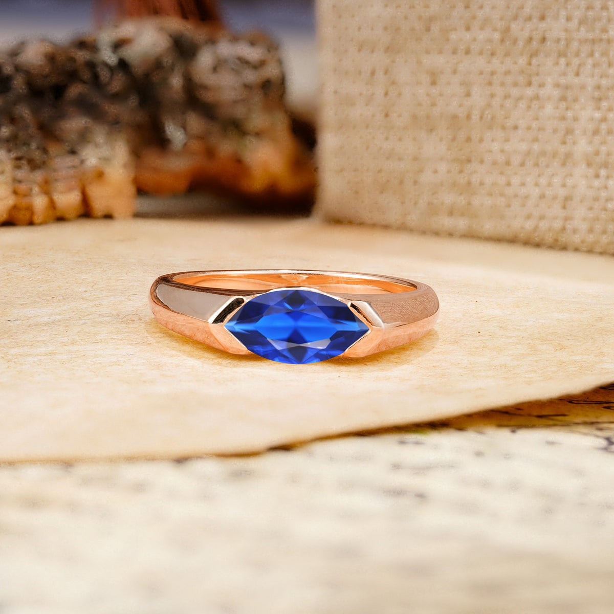 Classic Unique 3-Prong Pear Cut Sapphire Two stones Engagement Ring - Additional view