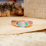 Classic Unique 3-Prong Pear Cut Fire Opal Two stones Engagement Ring - Additional view