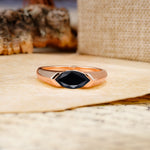 Classic Unique 3-Prong Pear Cut Black Onyx Two stones Engagement Ring - Additional view