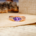 Classic Unique 3-Prong Pear Cut Amethyst Two stones Engagement Ring - Additional view