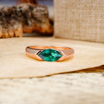 Classic Unique 3-Prong Pear Cut Emerald Two stones Engagement Ring - Additional view