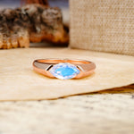 Classic Unique 3-Prong Pear Cut Moonstone Two stones Engagement Ring - Additional view