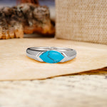Classic Unique 3-Prong Pear Cut Turquoise Two stones Engagement Ring - Additional view