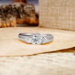 Classic Unique 3-Prong Pear Cut Lab Diamond Two stones Engagement Ring - Additional view