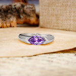 Classic Unique 3-Prong Pear Cut Amethyst Two stones Engagement Ring - Additional view