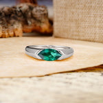 Classic Unique 3-Prong Pear Cut Emerald Two stones Engagement Ring - Additional view