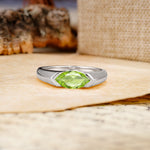 Classic Unique 3-Prong Pear Cut Peridot Two stones Engagement Ring - Additional view