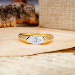 Classic Unique 3-Prong Pear Cut Moissanite Two stones Engagement Ring - Additional view