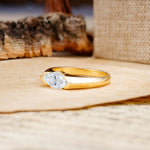 Classic Unique 3-Prong Pear Cut Moissanite Two stones Engagement Ring - Additional view