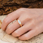 Classic Unique 3-Prong Pear Cut Moissanite Two stones Engagement Ring - Additional view