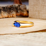 Classic Unique 3-Prong Pear Cut Sapphire Two stones Engagement Ring - Additional view