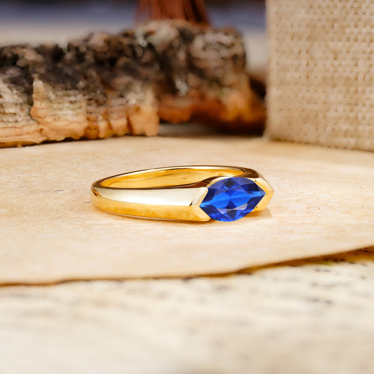 Classic Unique 3-Prong Pear Cut Sapphire Two stones Engagement Ring - Additional view